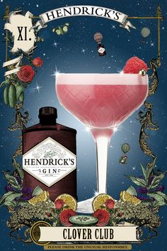 a poster with a pink cocktail in it