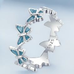 Introducing the Blue Butterfly Ring & Earrings Jewelry Set, a harmonious pairing of elegance and charm. The delicate blue butterfly motif graces both the ring and earrings, creating a cohesive and enchanting ensemble that brings a touch of nature-inspired sophistication to your style. Gender: Women Main Stone: NONE Style: TRENDY Shape\pattern: Heart Jewelry Sets Type: Earring/Ring Item Type: Jewelry Sets Item Weight: 2.9g Side Stone: Other Artificial material Material: 925 Sterling Silver Blue Butterfly Ring, Mini Butterfly, Dating Gifts, Stackable Rings Wedding, Silver Certificate, Blue Butterflies, Wholesale Gifts, Butterfly Ring, Butterfly Jewelry