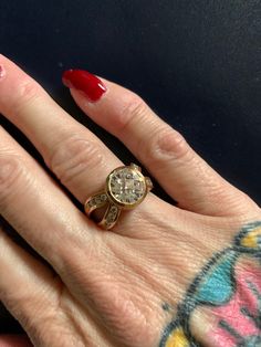 Giant checkerboard cut CZ stone with smaller stones on the shoulder unique style band sterling silver and gold Vermeil Yellow Multi-stone Sterling Silver Rings, Denver Co, Cz Stone, Druzy Ring, Gold Vermeil, Class Ring, Denver, Statement Rings, Unique Style