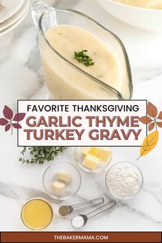 garlic thyme turkey gravy recipe with ingredients