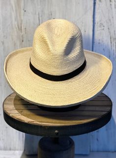 Natural Palm Leaf Gus with 4” brim, 5 1/4” crown and pencil rolled brim. $20. Handling fee for all Palm Leaf hat orders. Classic High Crown Fedora For Country Events, Classic Wide Brim Top Hat For Spring, Classic Adjustable Boater Hat For Country Events, Classic High Crown Hat For Rodeo, Classic High Crown Fedora For Ranch, Toquilla Straw Hat With Curved Brim For Rodeo, Curved Brim Toquilla Straw Hat For Rodeo, Western Style High Crown Hat For Summer, Natural Color Hat With Curved Brim For Country Events