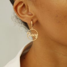 Custom Name Hoop Earring, Name Pendant Earrings, Personalized Earring Gold, Mini Hoop, Birthday Gifts for Mom, Custom Jewelry Gift for Her . . . . . . . . . . . . . . . . . . . . . . . . . . . . . . . . .  * Product Description ♡ :  Introducing our stunning New Name Earrings, a collection of elegant and minimalist accessories that can be customized to reflect your personal style. These Custom Name Earrings are designed to make a statement, while still maintaining a sleek and understated aestheti Name Pendant, Minimalist Accessories, Name Earrings, Earring Gold, Name Jewelry, Mom Birthday Gift, Jewelry Earrings Hoops, Silver Rose Gold, Pendant Earrings