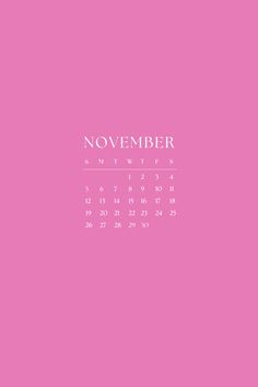 a pink wall calendar with the word november on it