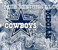 an image of the cowboys logo on a blue and white background with snow flakes