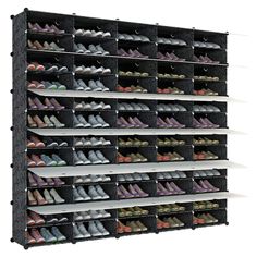 PRICES MAY VARY. 【SPACIOUS STORAGE】Dimension:80"(W) x 12"(D) x 72"(H). Shoe Rack helps you easily locate the shoes. Shoe rack can accommodate both mens and womens shoes, from loafers and boots to heels and flip-flops and is perfect in your home, office or dorm room. The pure white design cheers up the style of the cabinet with a black and white curly pattern. 【CREAT DESIGN】Each cube supports up to 22 lbs. The cube can hold up to 4 pairs of adult shoes, and waterproof, dustproof PP plastic panels Homemade Shoe Rack, Tower Shelf, Large Shoe Rack, Wall Mounted Shoe Rack, Shoe Rack Organizer, Modular Cabinets, Boots Slippers, Shoe Rack Organization, Long Term Storage