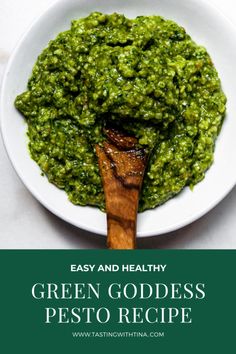 green goddess pesto recipe in a white bowl