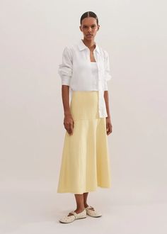 Textured Cotton-Blend Skirt Custard Yellow Textures, Designer Skirts, Cashmere Jacket, Stylish Skirts, Women's Skirts, Womens Designer Fashion, Skirt Design, Knit Skirt, Crop Shirt