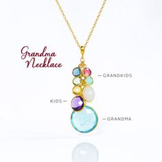 Grandma Necklace Birthstone, Grandmother Jewelry, Cascade Necklace, Grandma Necklace, Meaningful Necklace, Family Tree Necklace, Family Necklace, Mothers Necklace, Tree Necklace