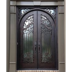 GID forged iron insulated double door with square top and water cubic glass Front Double Door, Safety Door Design, Iron Front Doors, Wrought Iron Doors Front Entrances, House In America, Door Stand, Double Front Entry Doors, Wrought Iron Front Door, Double Doors Exterior