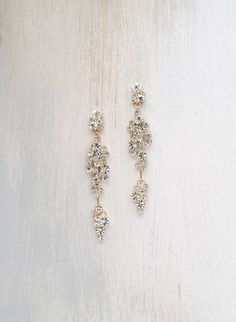 Long Drop Crystal Earrings With Sparkling Stones, Gold Linear Earrings With Sparkling Stones For Wedding, Old World Wedding, Wedding Design Inspiration, Champagne Bubbles, Accessories Inspiration, Earring Posts, Austrian Crystal, Wedding Design