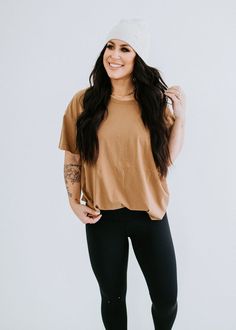 $32 | Shop Lily & Lottie now! Trendy Slouchy Tops For Everyday, Comfortable Brown Tops For Everyday, Super Soft Cotton Tops For Everyday, Soft Cotton Tops For Everyday, Casual Super Soft Top For Everyday, Comfortable Everyday Tops With Soft Texture, Casual Everyday Super Soft Top, Everyday Crew Neck Top With Soft Texture, Soft Texture Crew Neck Top For Everyday