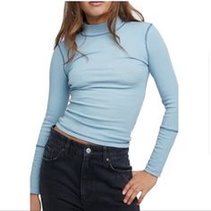 Free People The Rickie Top. Color: Shade Garden Blue. Size Extra Small. Brand New With Tags In Original Packaging. Essential Ribbed Long Sleeve Top Featuring A Mock Neck And Formfitting Look. Stretch Fit Lined Cuffs Intimately Our Softest Intimates And Best-Ever Base Layers. Intimately Is An In-House Label. Care/Import Machine Wash Cold Import Tags: Tee, T Shirt, T-Shirt, Long Sleeve, Long Sleeved, Blouse, Shirt, Crop, Boho, Basic, Staple, Transitional, Spring, Winter, Fall, Summer, Travel, Comfy, Soft, Boho, Bohemian, Capsule, Minimalist, Feminine, Stretchy, Lightweight, Lived In, Intimately Free People, Spring Vibes, Summer Vibes, Mock Neck, Turtle Neck, Cropped, Layer, Layering, C Mock Neck And T Shirt, Ribbed Long Sleeve Top, Wardrobe Refresh, White Long Sleeves, Free People Tunic, Dolman Sleeve Tops, Free People Intimates, Mock Neck Top, Wardrobe Style