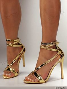 Sensual Stiletto Sandals for Women's Evening Wear Gold Strappy Evening Sandals, Gold Open Toe Sandals For Cocktail, Gold Strappy Sandals For Cocktail, Gold Fitted Strappy Sandals, Gold Heels For Summer Cocktail, Gold Heels For Summer Cocktail Events, Gold Heels For Summer Cocktail Parties, Gold Strappy Heels For Summer, Gold Closed Toe Sandals For Cocktail