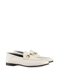 Gucci Brixton Horsebit Loafers Ss20 | Farfetch.com Loafer Women Outfit, White Gucci Loafers, Gucci Brixton, Gucci Shoes Women, Horsebit Loafers, Gucci Loafers, Shoes Prada, Loafer Women, Gucci Horsebit