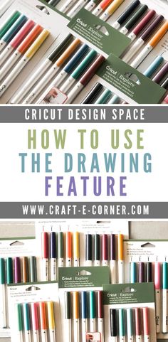 cricut design space with the text how to use the drawing feature on it