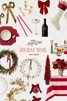 a collage of holiday items and decorations