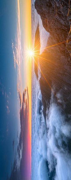 the sun shines brightly through the clouds in this photo taken from an airplane window