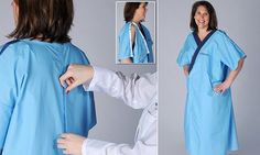 new patient gown that aims to offer a little more style, comfort and rear coverage Charity Sewing, Nursing Fashion, Medical Outfit