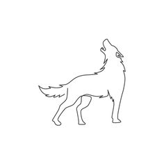 a black and white drawing of a wolf