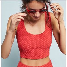 Size: Medium Color: Red Braided Basket Weave Stretchy Longline Top New With Marked Tags Stretch Red Top For Beach Season, Stretch Red Tops For Beach Season, Red Seamless Swimwear For Summer, Red Scoop Neck Swimwear For Poolside, Red Sleeveless Tops For Beach Season, Red Sleeveless Crop Top For Beach, Seamless Red Summer Top, Casual Red Seamless Swimwear, Red Seamless Summer Top