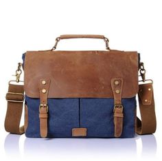 Genuine Leather Laptop Backpack 15.6 Inches | Woosir Vintage Rucksack Mens Satchel, Tas Bahu, Canvas Leather Bag, Canvas Messenger Bag, Leather Laptop, Computer Bags, Leather Messenger Bag, Leather Briefcase, Mode Online