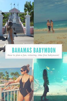 two people in swimsuits standing on the beach and looking at the ocean with text that reads, bananas babymoon how to plan a fun, relax, relaxing, 2 - take three free