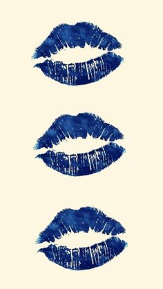 three blue lips with white background