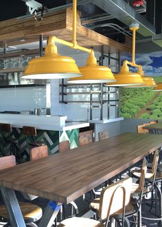 Porcelain Yellow Bomber 2-Light Stem Mount Pendant from Barn Light Electric Bar Restaurant Design, Architecture Restaurant, Industrial Cafe, Barn Light Electric, Architectural Lighting Design, Pub Design, Design Café, Barn Light, Industrial Kitchen