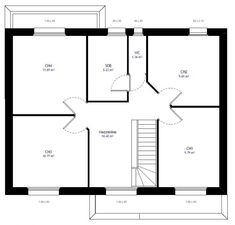 the floor plan for a small house with stairs to the second floor and an upstairs bedroom