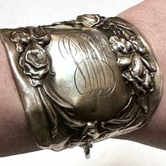 Thanks For Looking At This Handmade One Of A Kind Cuff Bracelet Made With Antique Silverplate From The Victorian Art Nouveau Era.. About 95 Years Old. I Preserved This Stunning Antique From Destruction In History 2.75 Inches Wide + Fits Wrist 6.5-7 , If You Need Larger Or Smaller Contact Me 47.6 Grams Silver, Statement, This Is Handmade And Is Imperfectly Perfect, Lady, Handmade And Imperfectly Perfect Monogram - Sorry I Cannot Read Antique Adjustable Cuff Bracelet For Wedding, Adjustable Victorian Cuff Bracelet For Formal Occasions, Antique Engraved Cuff Bracelet, Engraved Cuff Bangle For Wedding, Wedding Engraved Cuff Bangle, Unique Cuff Bracelet For Formal Occasions, Unique Cuff Bangle For Formal Occasions, Engraved Cuff Bracelet For Wedding, Victorian Cuff Bracelet For Wedding