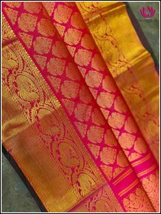 A beautiful brocade Kanchipuram/Kanjivaram silk saree in Pink. The body of the saree has brocade pattern with grand Pink border. The border has beautiful peacock motifs and zari work. It has a grand pallu with beautuiful zari woven buttas all over and Peacock motifs. This comes with an unstitched pink blouse piece with similar border. A very beautiful saree perfect for bridal and wedding occasions. Silk mark certified. Handloom saree. Handmade tassels on both sides Blouse - Unstitched Please not Katan Silk Temple Jewelry Dupatta For Wedding, Temple Jewelry Style Dupatta With Self Design, Banarasi Silk Traditional Wear For Diwali With Temple Jewelry, Diwali Saree With Zari Work And Temple Jewelry Style, Chanderi Saree With Temple Jewelry Style, Saree With Zari Weaving For Traditional Ceremonies, Chanderi Saree With Temple Jewelry For Diwali, Navratri Saree With Temple Jewelry And Pallu, Navratri Saree With Temple Jewelry