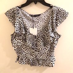 Nwt All Sales Are Final! No Returns! Chic Leopard Print Summer Tops, Summer Leopard Print Ruffle Tops, Leopard Print Ruffled Top For Summer, Summer Ruffle Tops In Leopard Print, Summer Ruffled Leopard Print Tops, Spring Leopard Print Ruffled Blouse, Trendy Zara Leopard Print Tops, Spring Leopard Print Tops With Ruffles, Zara Ruffled Tops For Vacation