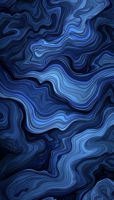 an abstract blue and black background with wavy lines in the center, as well as waves