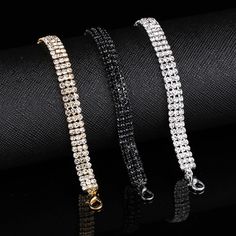 Material: Metal Color: Black, Silver, Gold Fashion Element: null Style: INS Style Elegant Black Chain Bracelets, Elegant Black Chain Bracelet, Black Metal Chain Bracelet For Party, Black Alloy Chain Jewelry, Adjustable Black Alloy Bracelets, Elegant Black Alloy Jewelry, Elegant Black Metal Chain Bracelet, Black Crystal Bracelets With Rhinestones, Party Crystal Chain Bracelets