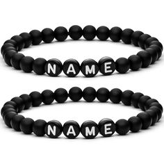 What could be nicer than personal gifts? Partner bracelets are trendy. They show the connection between two people, symbolize love and deep connection. ✅ HIGH-QUALITY NATURAL STONES: Elegant onyx beads & howlite beads (6 mm) in matt black or white, each supplemented with your desired text of your choice. Our name bracelets show the connection between two people and symbolize love and deep connection ✅ OPTIMAL & INDIVIDUAL GIFT: Not only suitable as a very personal gift for couples, but also for Name Bracelets, Flexible Bracelet, Personal Gifts, Starting School, Bracelet Love, Letter Bracelet, Deep Connection, Love Bracelet, Gift For Couples