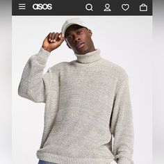 Size Medium, Accidentally Ordered 2 And It Was Final Sale. I Got It From The Men’s Section For An Oversized Look. Still In Packing Bag Casual Sweater With Relaxed Fit For Cold Weather, Casual Relaxed Fit Sweater For Cold Weather, Casual Chunky Knit Tops For Cold Weather, Casual Knitted Tops For Cold Weather, Casual Sweater With Ribbed Collar For Cold Weather, Ribbed Casual Tops For Cold Weather, Casual Chunky Knit Sweater, Casual Turtleneck Sweater For Streetwear, Casual Ribbed Streetwear Sweater