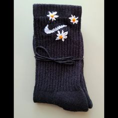 Hand Embroidered Nike Dry Fit Socks (5y-7y/6-10 Womens/6-8 Mens) Embroidery Nike Socks, Embroidery On Socks, Socks Nike, Embroidered Nike, Diy Socks, Nike Socks, Nike Accessories, Cute Nikes, Nike Black