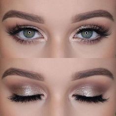 Silver Smokey Eye Makeup, Bird Makeup, Silver Smokey Eye, Silver Lipstick, Silver Eye Makeup, Wedding Hairstyles And Makeup, Makeup Tip, 얼굴 그리기, Hooded Eye Makeup