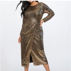 Nwt. I Purchased This Item From @Cdhughes36. Love It, But Ready To Rotate For Something Different. Questions? Leave A Comment Below! New Years Eve Outfits Plus Size, Slinky Black Dress, Gold Party Dress, Eloquii Dress, Maxi Dress Winter, Winter Plus Size, Dresses Sequin, Plus Size Formal, Eve Dresses