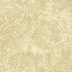 a beige and gold wallpaper with an intricate design on it's side,