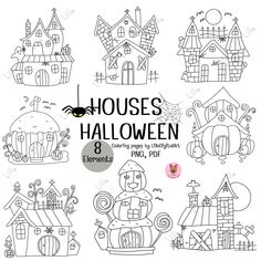 House Coloring Pages, Personalized Holiday Cards, Gift Card Craft, Doodle Coloring, Friendly Ghost, Haunted Houses, Halloween Coloring Pages, Halloween Parties, Cute Pumpkin