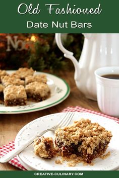 an old fashioned date nut bars on a plate