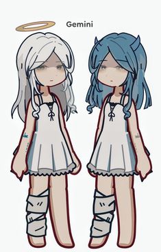 an anime character with blue hair and white dress, standing next to another character in front of