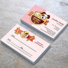 two business cards with dogs on them