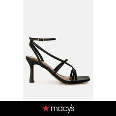 in stock Black Strappy T-strap Sandals For Spring, Adjustable Black T-strap Ankle Sandals, Adjustable Black Strappy T-strap Sandals, Black Adjustable T-strap Sandals With Toe Loop, Black Synthetic T-strap Sandals With Buckle Closure, Ankle Strap Sandals, Strap Sandals, Black Sandals, Ankle Strap