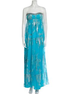 Aidan Mattox Printed Long Dress - Blue Dresses, Clothing - WAIDA26594 | The RealReal Blue Embellished Maxi Dress For Summer, Printed Long Dress, Aidan Mattox, Zimmermann Dress, Printed Long Dresses, Outerwear Sweater, Shirt Accessories, Shoulder Sweater, Hoodie Dress