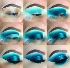 Hair Color Bright, Teal Eye Makeup, Makeup Tutorial Eyeshadow, Smink Inspiration, Eye Makeup Steps, Beautiful Eye Makeup, Colorful Eye Makeup