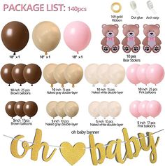 the package list includes balloons, teddy bears and other items for baby's first birthday