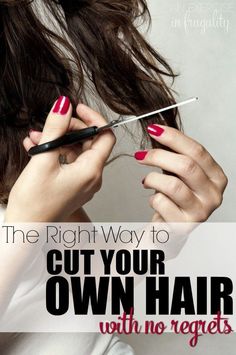 How to Cut Your Own Hair The Right Way - ladies, if you're thinking about cutting your own hair, READ THIS FIRST. Make sure you do it the right way, so you don't wind up regretting your haircut! These simple tips will make sure you get the perfect haircut at home, DIY style! beauty | fashion | hairstyles | DIY | salon | hairstylist | how to | tutorial | step by step | YouTube | trim | easy Diy Hair Trim, Trim Your Own Hair, Cut Hair At Home, Cut Your Own Hair, Self Haircut, Cut Own Hair, Hairstyles Diy, Diy Salon, How To Cut Your Own Hair