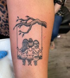 Three Sister Tattoos, Matching Sister Tattoo, 3 Sister Tattoos, Swing Tattoo, Cute Sister Tattoos, Sister Tattoo Ideas, Mum Tattoo, Sister Tattoo Designs, Sisters Tattoo